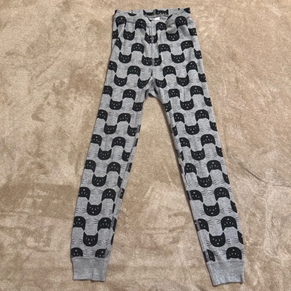 Hanna Andersson Kids Gray Black Cat Organic Cotton Pajama Set 120 cm US 6-7 FW19